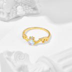 Romantic CZ Moonstone Gemini Birthstone Curve Ring