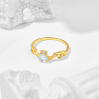 Romantic CZ Moonstone Gemini Birthstone Curve Ring