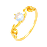 Romantic CZ Moonstone Gemini Birthstone Curve Ring