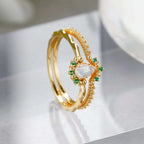 14K Gold Opal Ring Set, Libra Birthstone Ring | TB2154