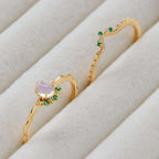 14K Gold Opal Ring Set, Libra Birthstone Ring | TB2154