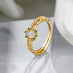 14K Gold Opal Ring Set, Libra Birthstone Ring | TB2154