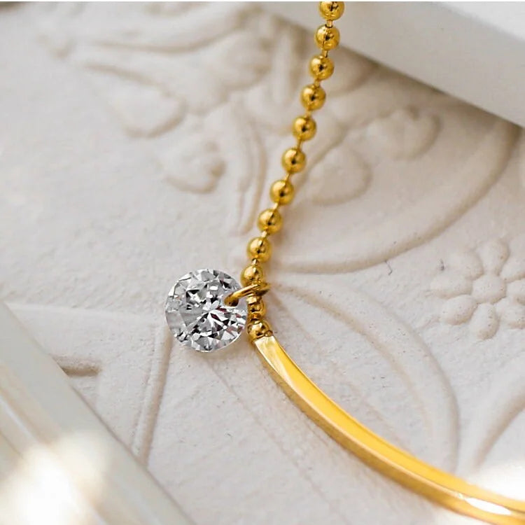 Simple Titanium Steel Rhinestone Anklet Bracelet 