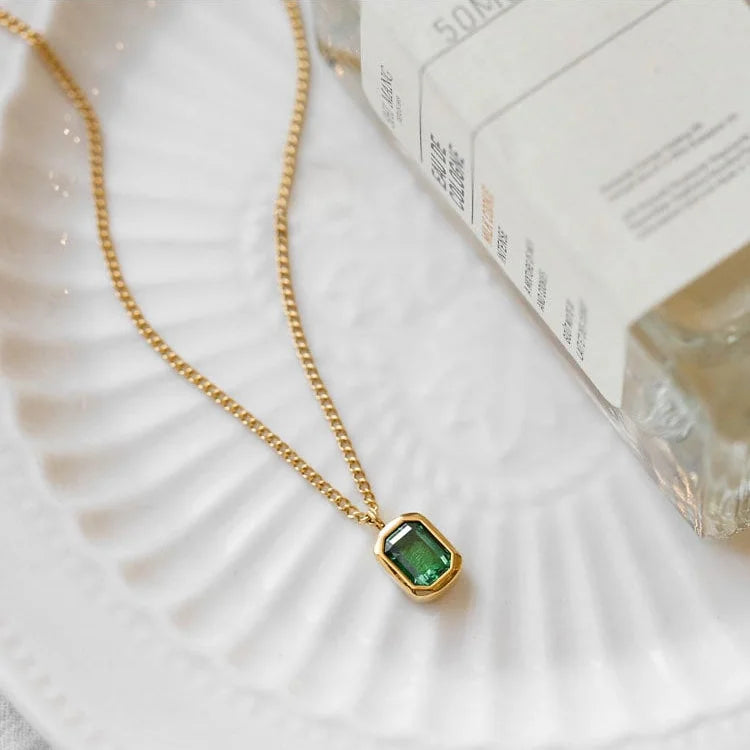 Vintage Titanium Green Crystal Waterproof Anklet Chain Bracelet