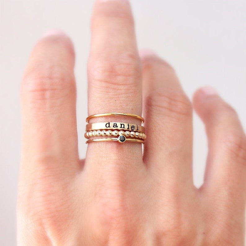 Custom Name Engraving Stacking Ring Set | TP004