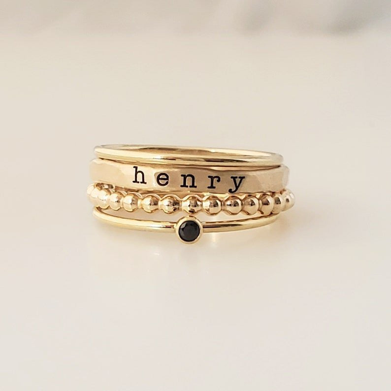 Custom Name Engraving Stacking Ring Set | TP004