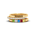 Eternity Birthstone Custom Name Ring Stacking Ring Set