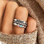 Eternity Birthstone Custom Name Ring Stacking Ring Set
