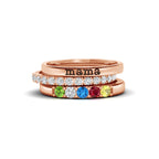 Eternity Birthstone Custom Name Ring Stacking Ring Set