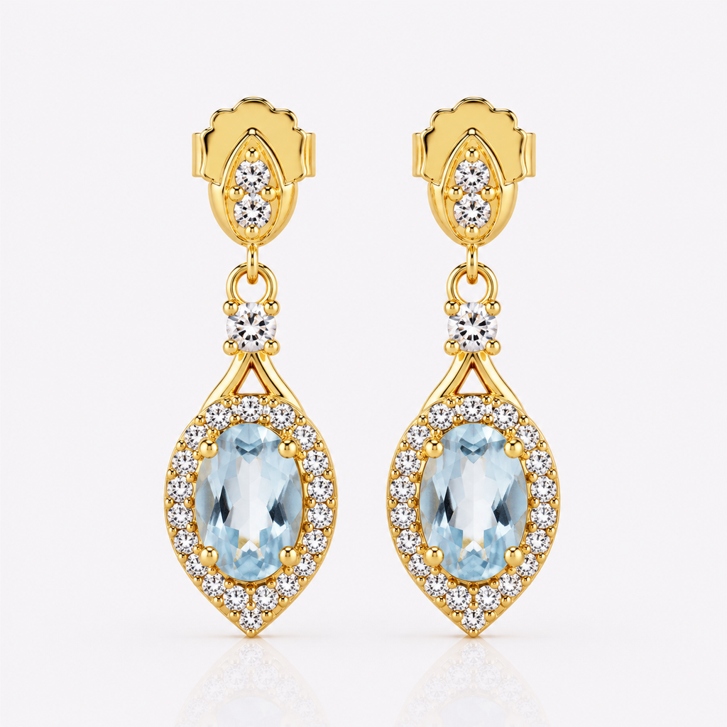 Teardrop Aquamarine March Earrings