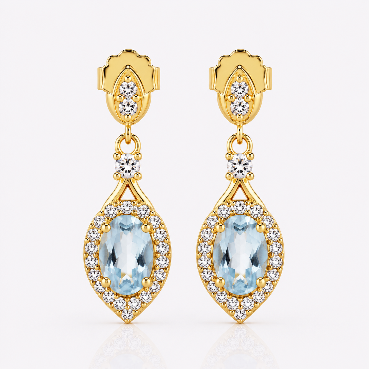 Teardrop Aquamarine March Earrings