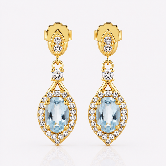Teardrop Aquamarine March Earrings
