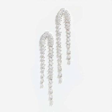 Teardrop CZ Waterfall Fringe Earrings