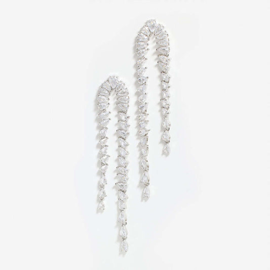 Teardrop CZ Waterfall Fringe Earrings