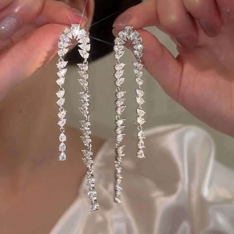 Teardrop Crystal Waterfall Earrings