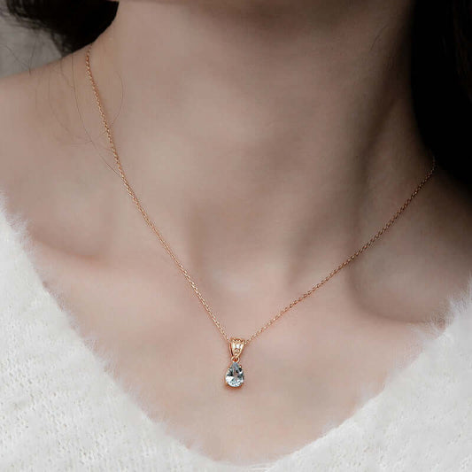 Teardrop Topaz Pendant Necklace