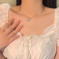 Titanium Four Leaf Clover Pendant Necklace 