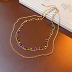 Titanium Colorful Beads Layering Necklace