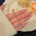 Titanium Four Leaf Clover Pendant Necklace 