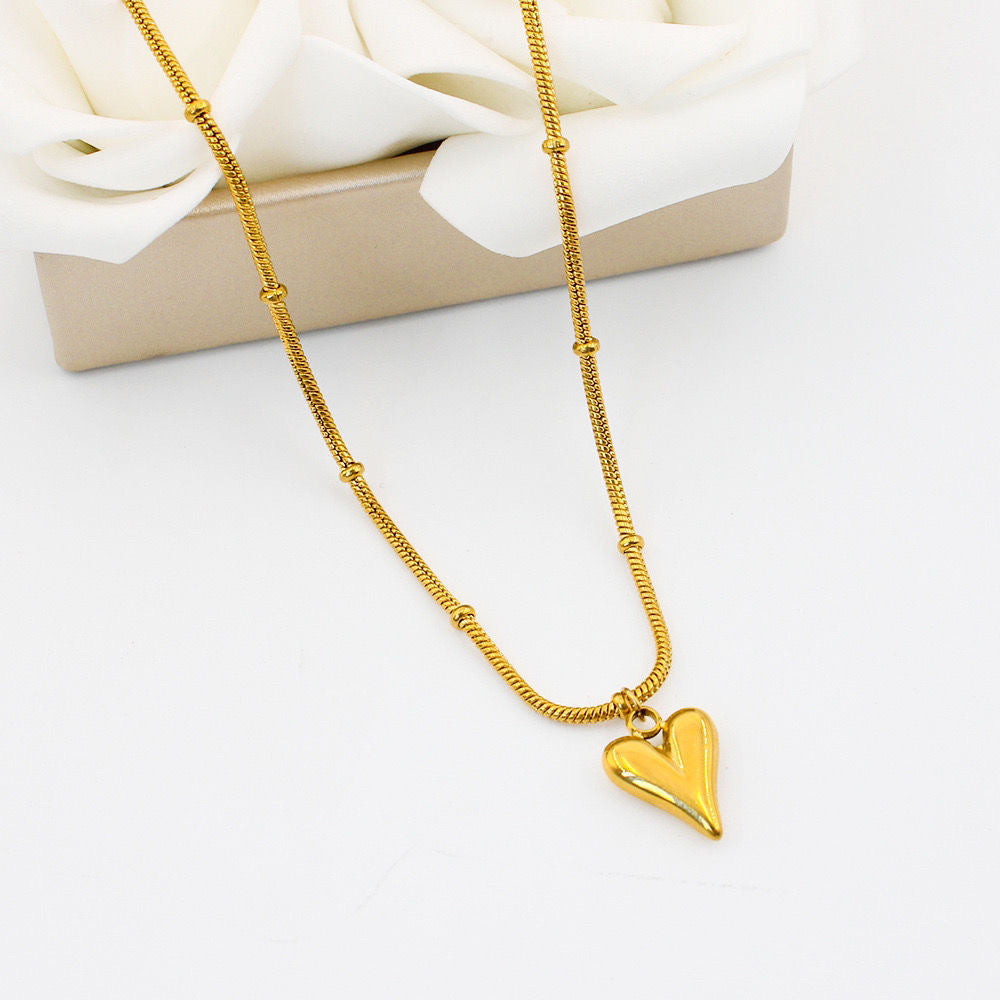 Titanium Gold Heart Pendant Necklace