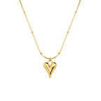 Titanium Gold Heart Pendant Satellite  Necklace