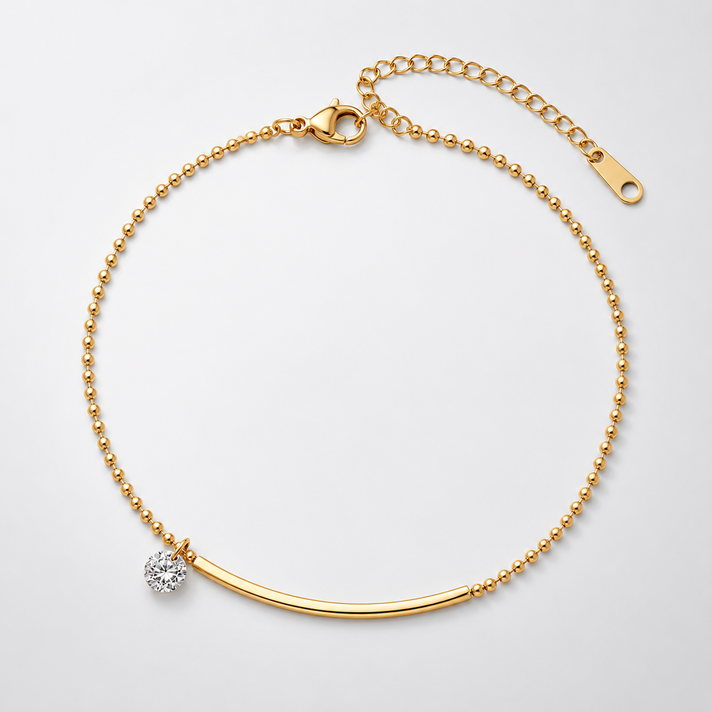 Titanium Simple Rhinestone Anklet Bracelet