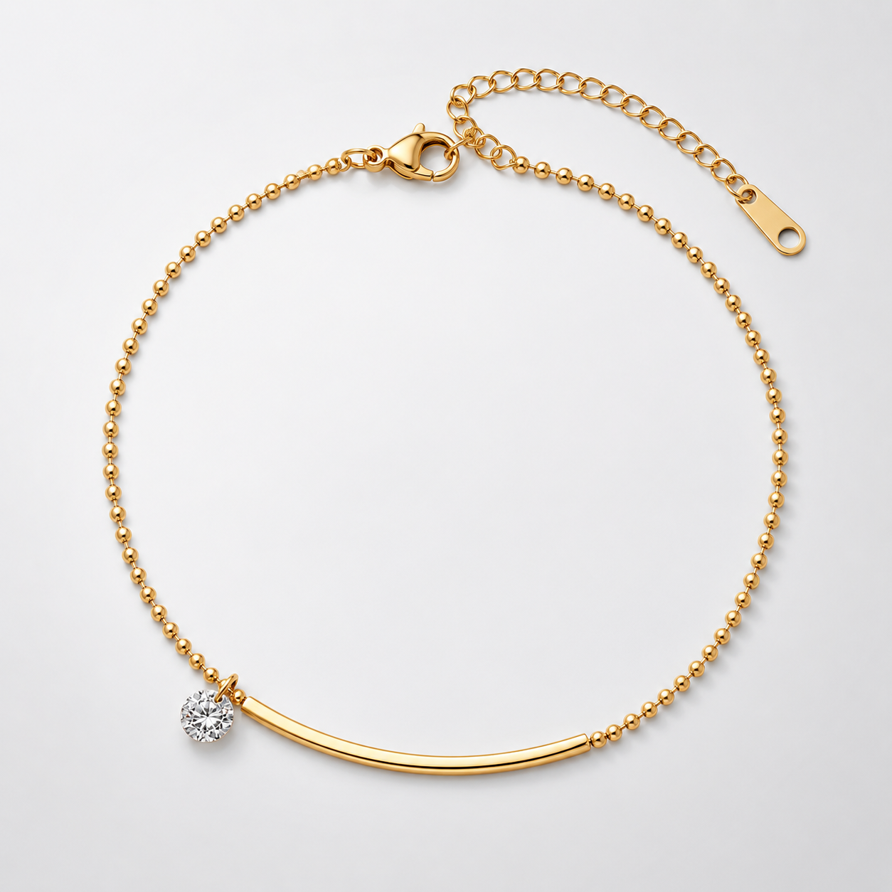 Titanium Simple Rhinestone Anklet Bracelet