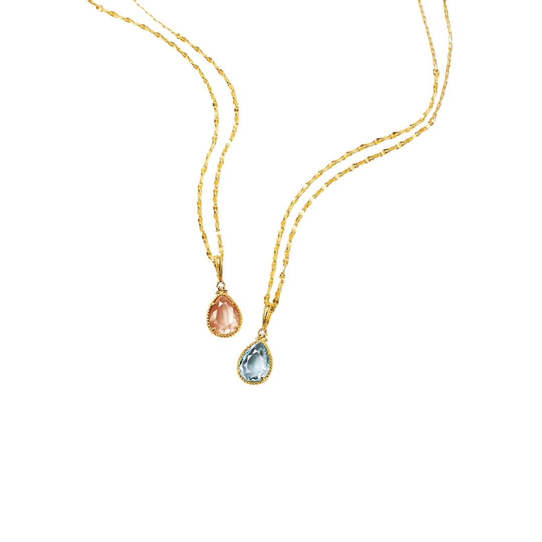 Topaz Citrine Teardrop Pendant Necklace