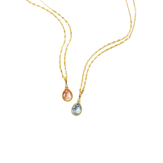 Topaz Citrine Teardrop Pendant Necklace