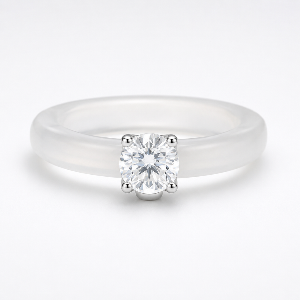 Translucent White Chalcedony Ring