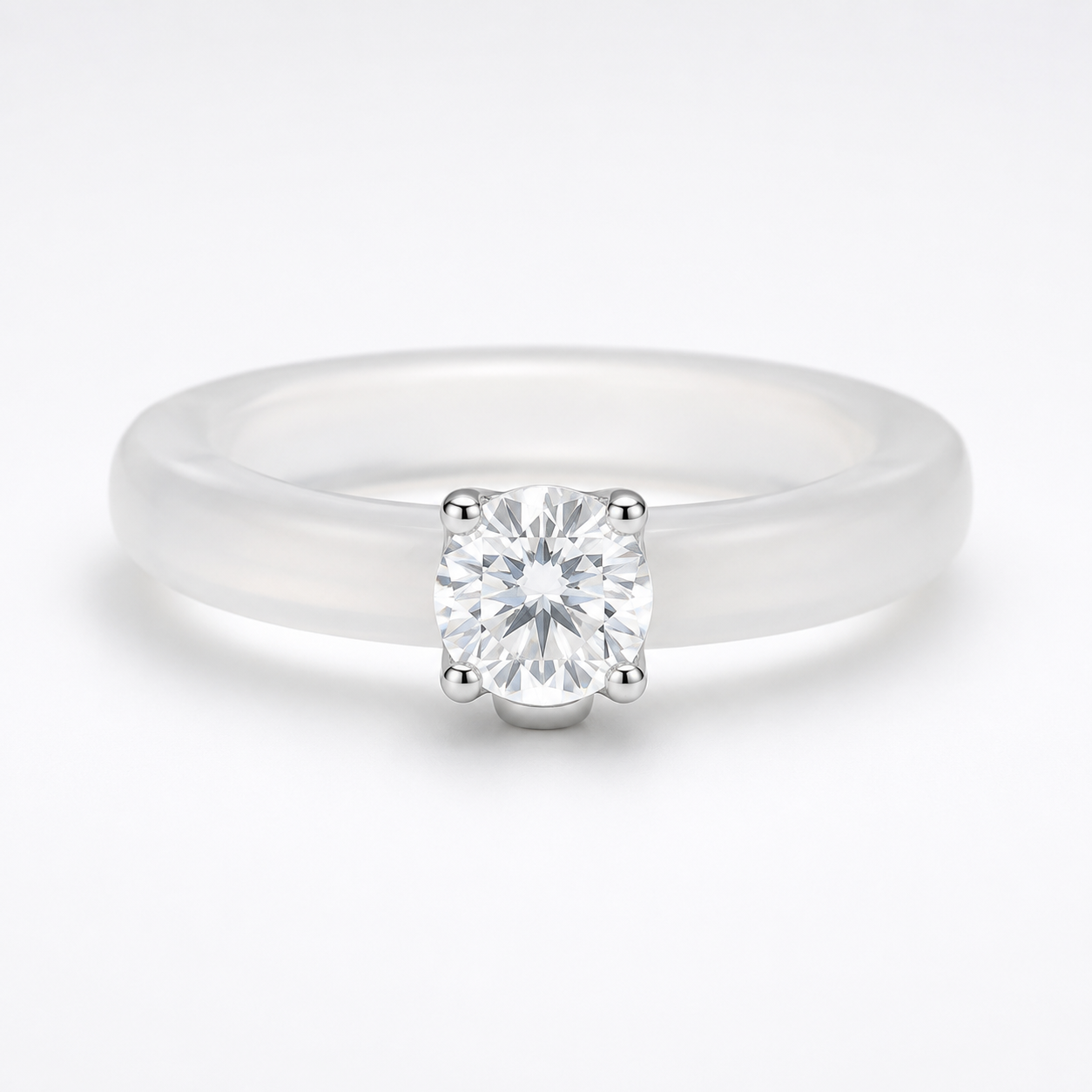 Translucent White Chalcedony Ring