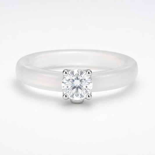 Translucent White Chalcedony Ring