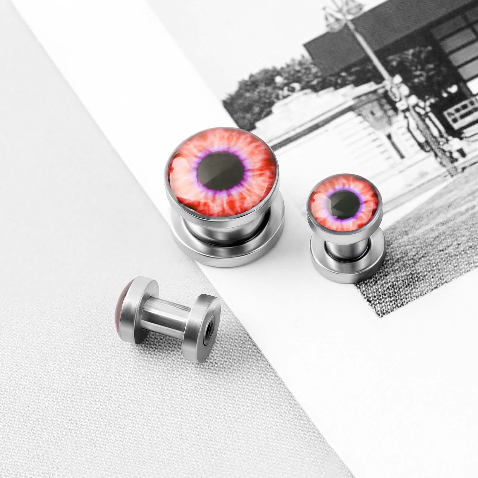 Evil Eyes Single Flare Ear Tunnel Plugs Set