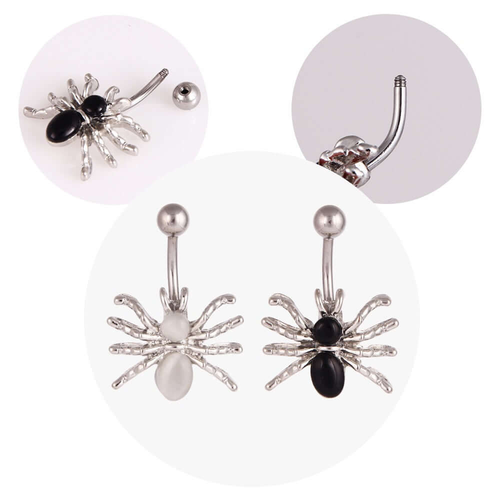 belly ring, belly piercing, belly button piercing, belly button rings, spider belly ring, halloween gift, halloween jewelry