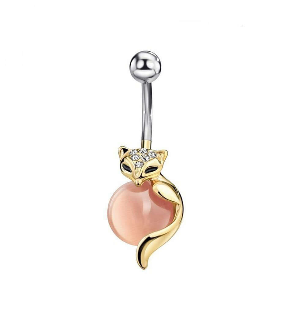 belly ring, belly piercing, belly button piercing, belly button rings, silver belly ring, fox belly ring, fox jewelry