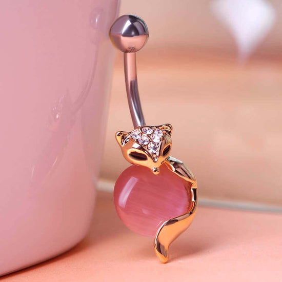 belly ring, belly piercing, belly button piercing, belly button rings, silver belly ring, fox belly ring, fox jewelry