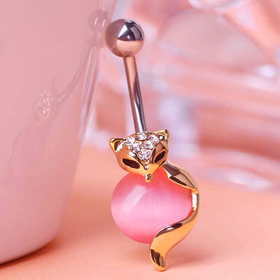 belly ring, belly piercing, belly button piercing, belly button rings, silver belly ring, fox belly ring, fox jewelry
