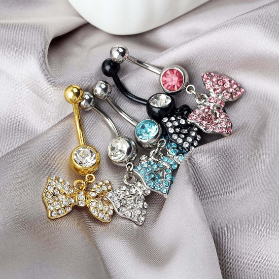 belly ring, belly piercing, belly button piercing, belly button rings, bowknot belly ring, ribbon jewelry