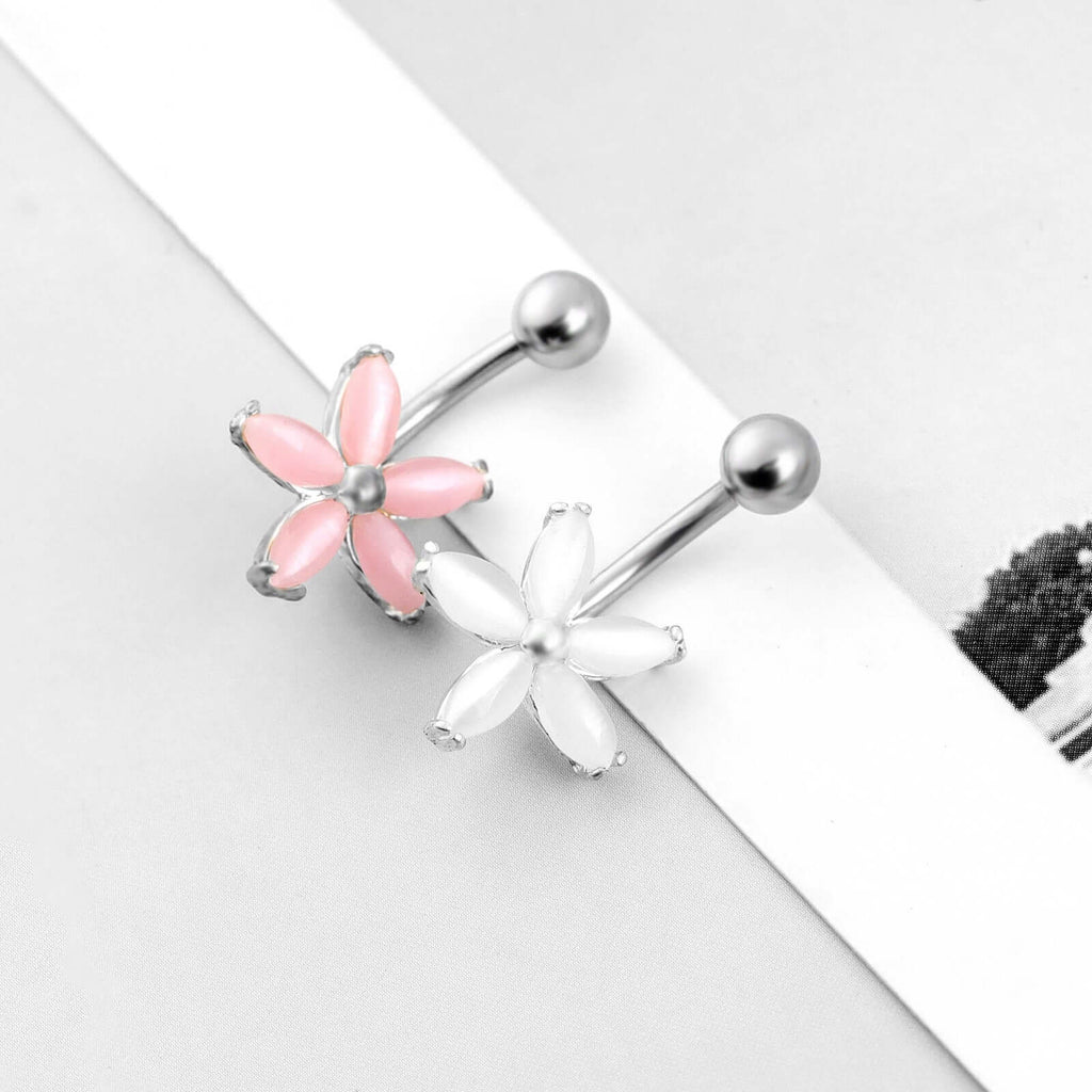 Cat's Eye Stone Flower Navel Ring Body Ring | UZ661