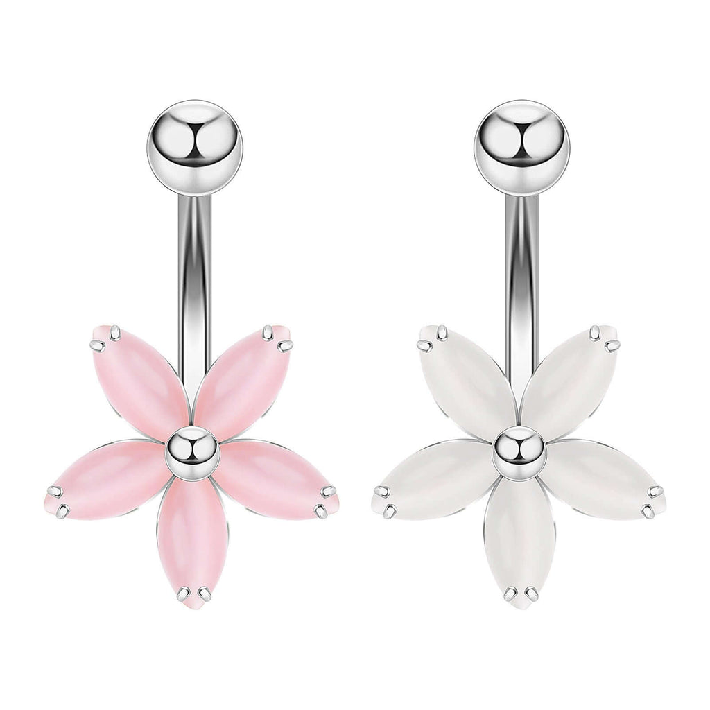 Cat's Eye Stone Flower Navel Ring Body Ring | UZ661