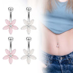 Cat's Eye Stone Flower Navel Ring Body Ring | UZ661