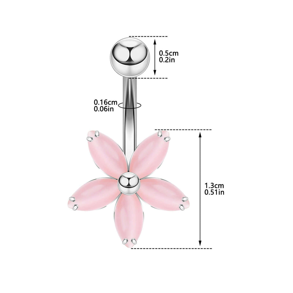 Cat's Eye Stone Flower Navel Ring Body Ring | UZ661