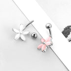 Cat's Eye Stone Flower Navel Ring Body Ring | UZ661