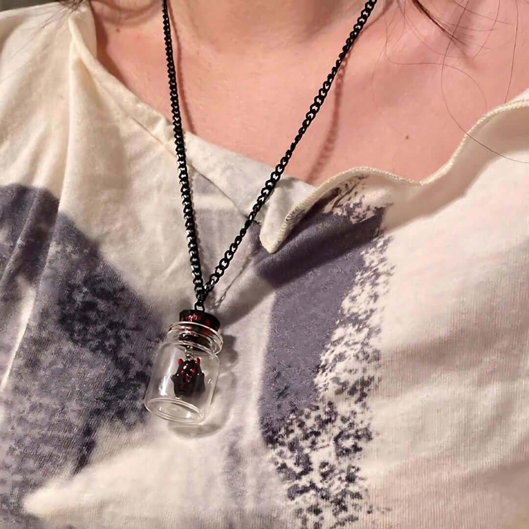 Help Me Out Ghost in a Bottle Halloween Pendant Necklace