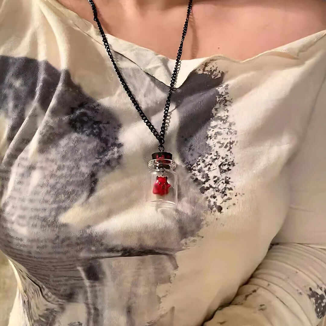 Help Me Out Ghost in a Bottle Halloween Pendant Necklace