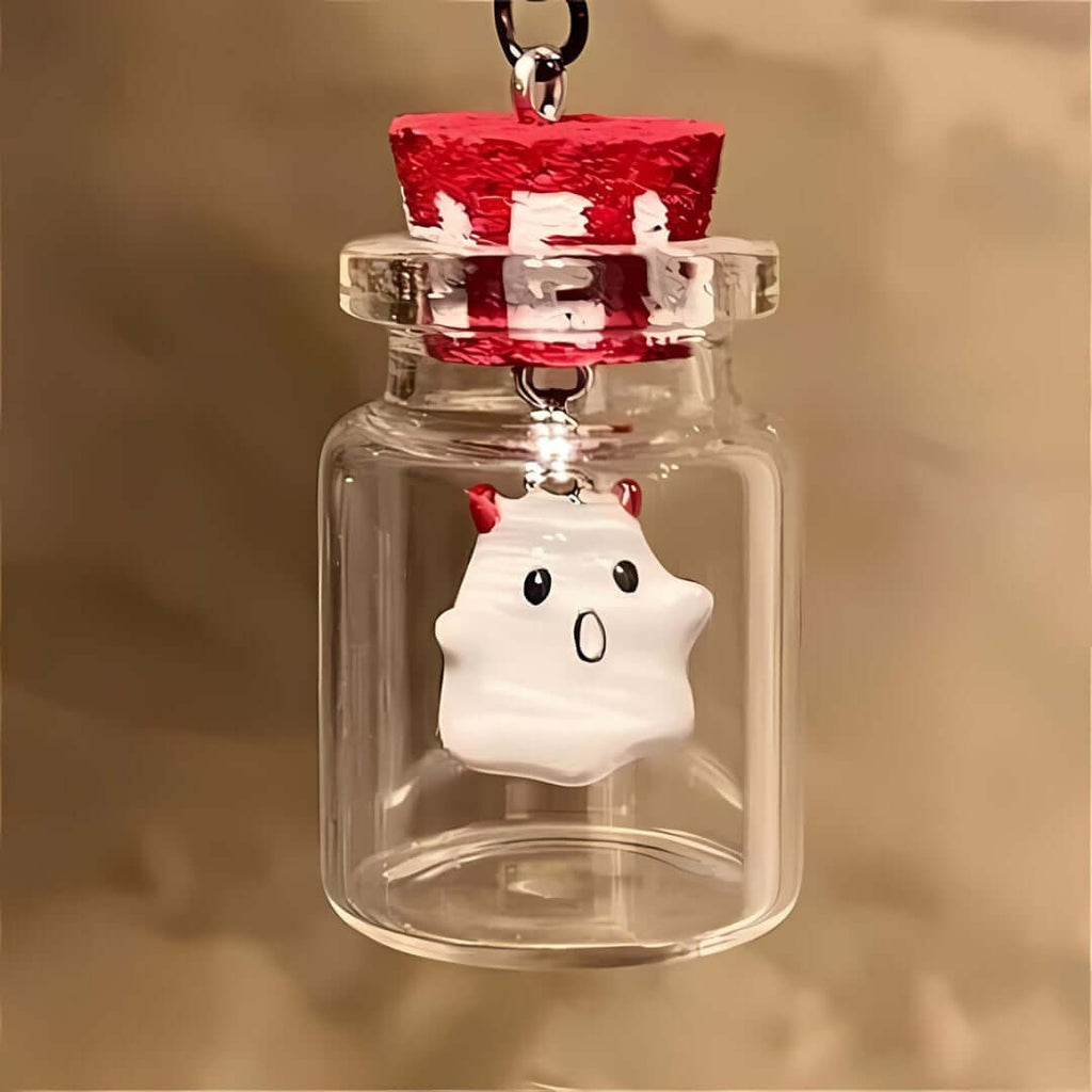 Help Me Out Ghost in a Bottle Halloween Pendant Necklace