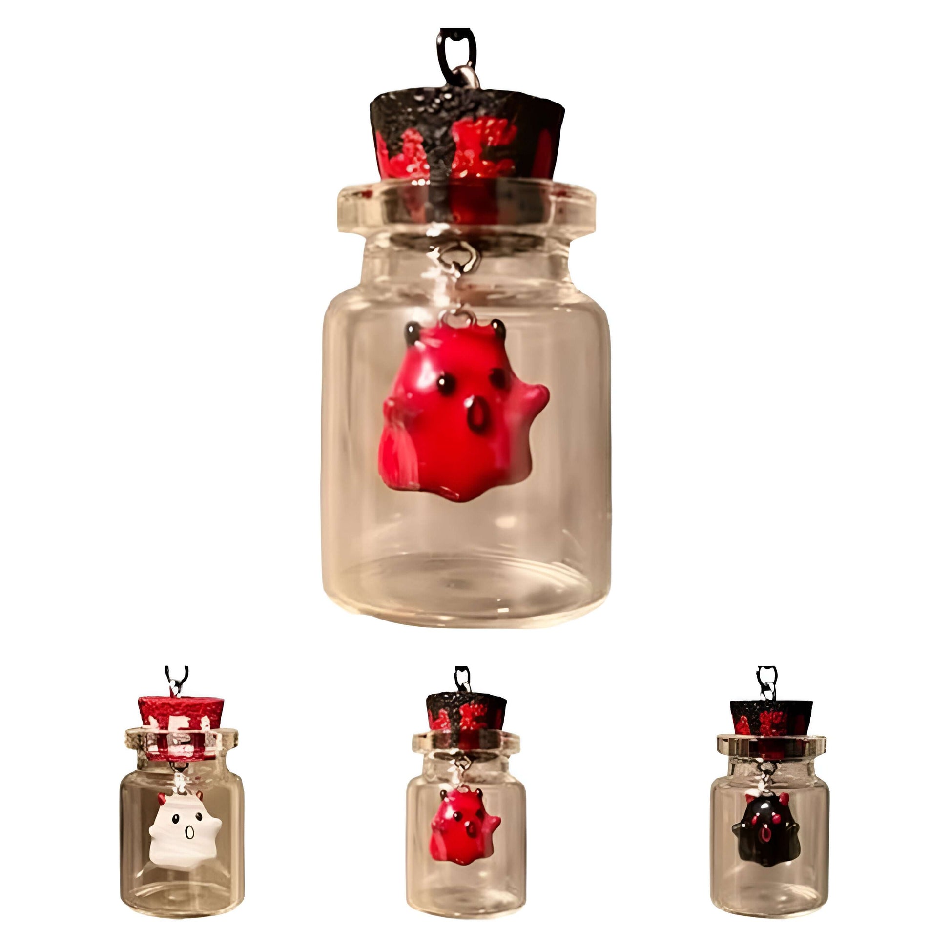 Help Me Out Ghost in a Bottle Halloween Pendant Necklace