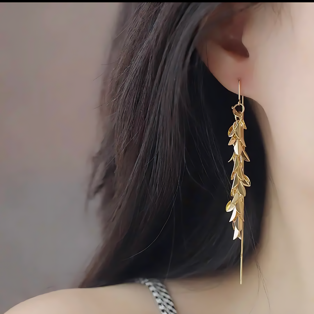 Vintage Gold Leaf Threader Earrings
