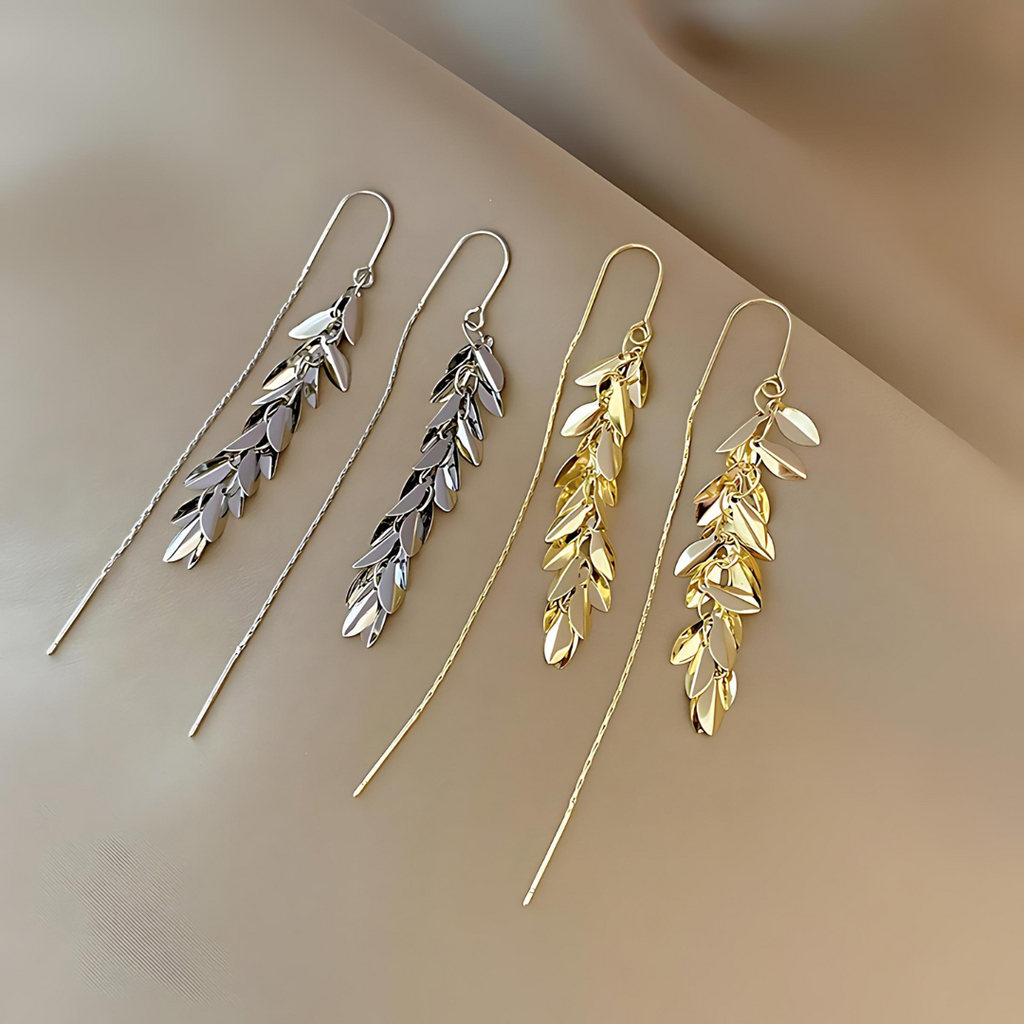 Vintage Gold Leaf Threader Earrings