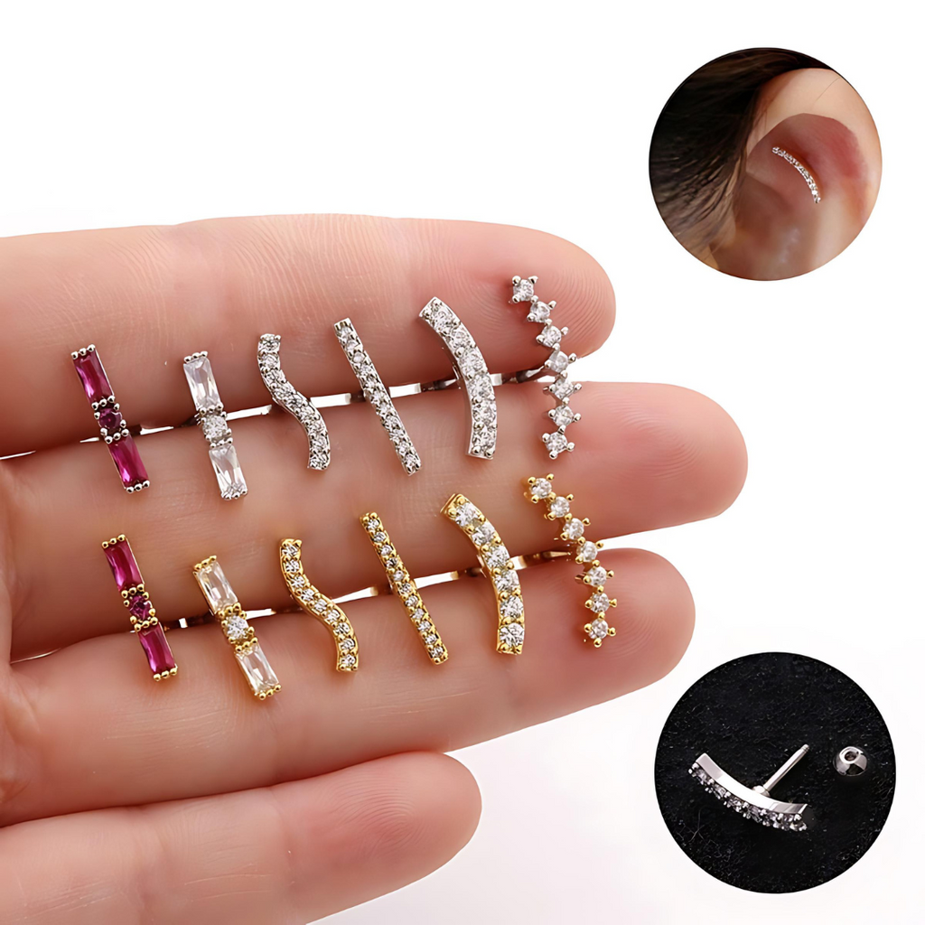 cartilage earrings, piercing jewelry, cartilage piercing, body jewelry, helix piercing, helix earrings, tragus piercing